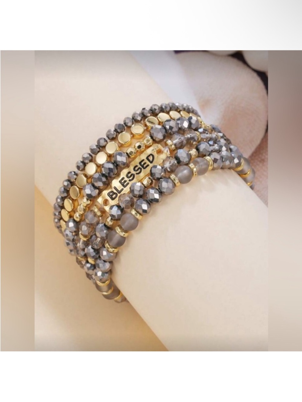 Blessed Beaded Bracelet Set - Gold and silver new - Picture 2 of 3
